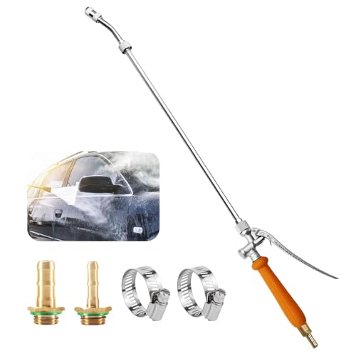Sprühstab Edelstahl, 73 cm Universal Sprühstab Ersatz Verstellbarer, 2-in-1 Hochdruckreiniger Sprühlanzenersatz mit 3/8" & 1/4" Messing-Widerhaken, Sprühstab aus Metall für Obstgärten Gärten Grüngurte von GOMETY