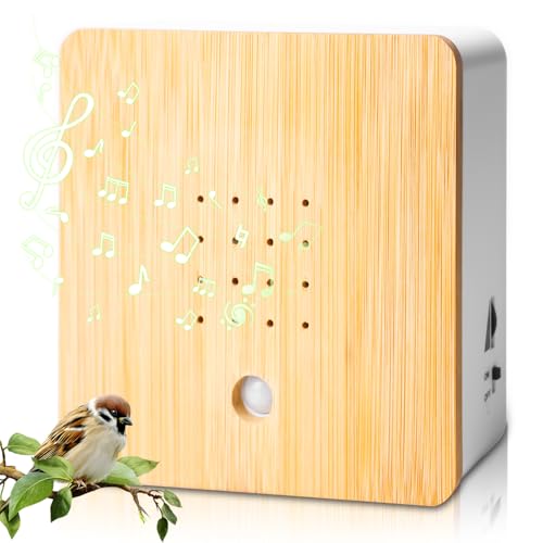 Vogelgezwitscher Box Bewegungsmelder mit Wandhalterung, Naturgeräuschebox Vogel Gesang Naturgeräusche Soundbox Vogelzwitscher mit Entspannender Vogelgesang Waldquelle von GOMETY
