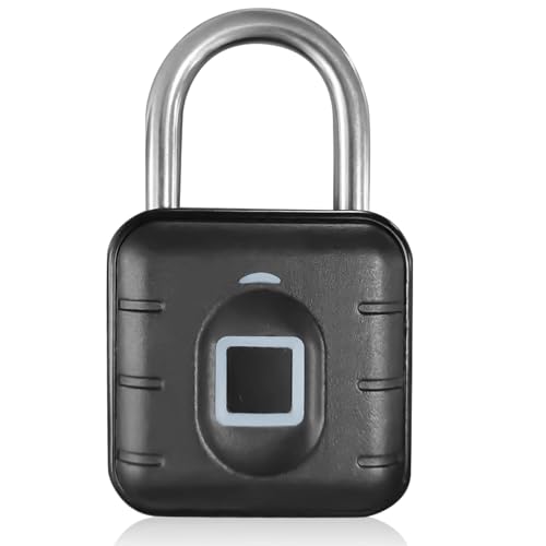 Vorhängeschloss Fingerabdruck, Wetterfest Schloss mit Fingerabdruck Smart Schloss, USB-Aufladung Mehrbenutzer schlüsselloses Schloss Vorhängeschlöss für Fitnessstudio Gepäck Lagerhäuser Spind von GOMETY