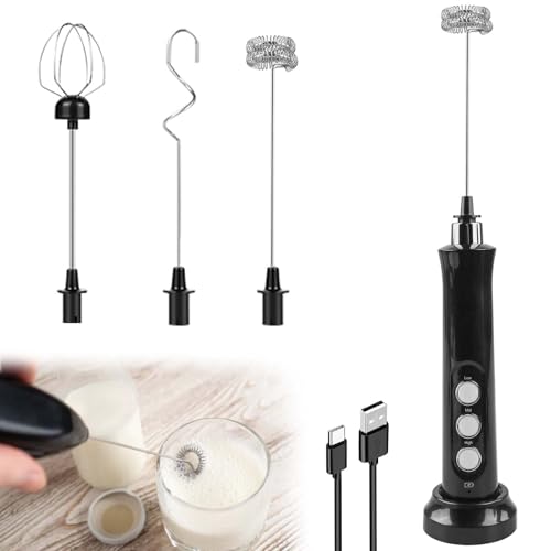 Wiederaufladbar Milchschäumer, USB Elektrischer Milchaufschäumer Schneebesen mit 3 Quirl Edelstahl Melektrischer Schneebesen Handheld Milk Frother für Kaffee Cappuccino Milchkaffee Aufschäumer Wiederaufladbar Milchschäumer, USB Elektrischer Milchaufschäumer Schneebesen mit 3 Quirl Edelstahl Melektrischer Schneebesen Handheld Milk Frother für Kaffee Cappuccino Milchkaffee Aufschäumer von GOMETY