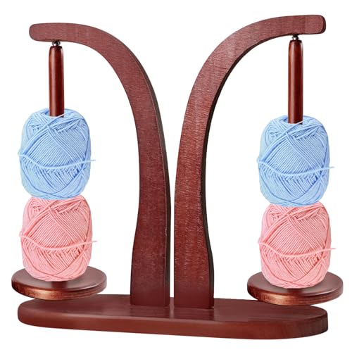 Wollabwickler Magnetisch, Wollabwickler Doppel Magnetisch, Holzgarnhalter, Doppel Garnballhalter Ständer, Wollhalter Holz, Rotierender Magnetischer Wollknäuelhalter Häkelgeschenk Für Strickliebhaber von GOMETY