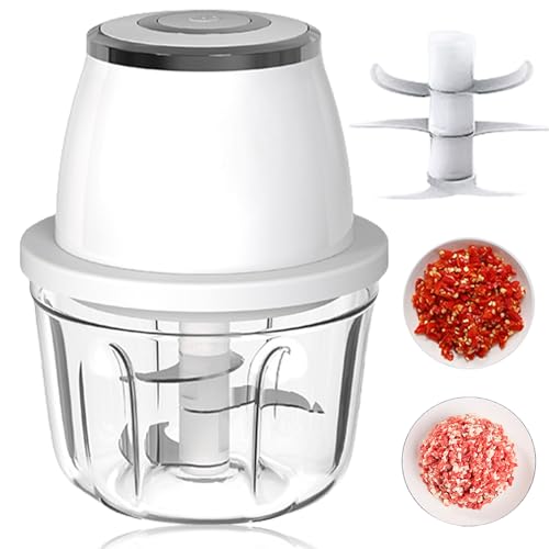 Zwiebelschneider Elektrisch, 350ml Zwiebel Zerkleinerer Elektrisch Multizerkleinerer Küche USB-Aufladbar, Universal Mixer Gemüsezerkleinerer für Fleisch Zwiebeln Knoblauch Gemüse Nüsse Zwiebelschneider Elektrisch, 350ml Zwiebel Zerkleinerer Elektrisch Multizerkleinerer Küche USB-Aufladbar, Universal Mixer Gemüsezerkleinerer für Fleisch Zwiebeln Knoblauch Gemüse Nüsse von GOMETY