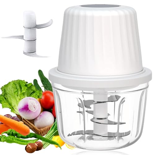 Zwiebelschneider Elektrisch, 400ml Zwiebel Zerkleinerer Elektrisch Universal Küche USB-Aufladbar, Multizerkleinerer Mixer Gemüsezerkleinerer für Fleisch Zwiebeln Knoblauch Gemüse Nüsse von GOMETY