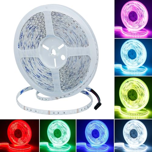 GOMING 10M LED Strip RGB 24V LED Streifen Hohe Dichte 1200 LEDs Maximale Leistung 120W 3535 LED Band Selbstklebend Hohe Helligkeit Nicht Wasserdicht IP20 LED Lichtband für Innen Heim Deko(Nur Strip) von GOMING