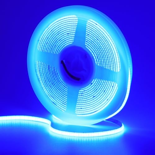 GOMING 12V 5mm Breite Blau COB LED Streifen 5M 400LED/M LED Band Selbstklebend Nicht Wasserdicht IP20 LED Strip für Innen Heim Deko(Netzteil nicht Enthalten) von GOMING