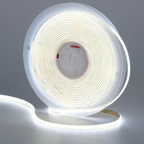 GOMING 12V 5mm Breite COB LED Streifen Kaltes Weiß 6000K 5M LED Strip 400LED/M LED Band Selbstklebend CRI 93+ Nicht Wasserdicht IP20 für Innen Heim Deko(Netzteil nicht Enthalten) von GOMING