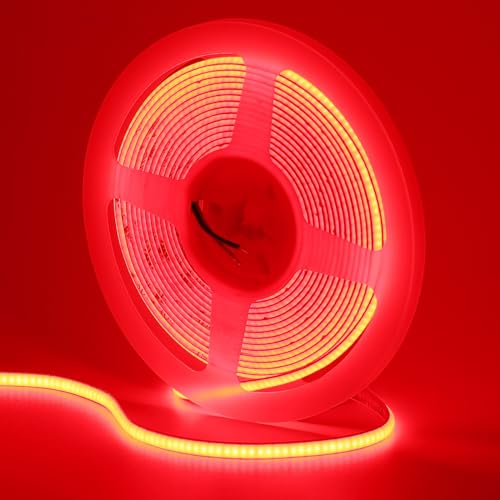 GOMING 12V 5mm Breite Rot COB LED Streifen 5M 400LED/M LED Band Selbstklebend Nicht Wasserdicht IP20 LED Strip für Innen Heim Deko(Netzteil nicht Enthalten) von GOMING