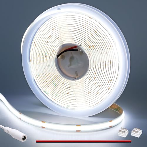 GOMING 12V COB LED Strip Kaltes Weiß 6000K 5M LED Streifen 11W/M 312LED/M LED Band Selbstklebend CRI 93+ Nicht Wasserdicht IP20 für Innen Heim Küche Deko(Netzteil nicht Enthalten) GOMING 12V COB LED Strip Kaltes Weiß 6000K 5M LED Streifen 11W/M 312LED/M LED Band Selbstklebend CRI 93+ Nicht Wasserdicht IP20 für Innen Heim Küche Deko(Netzteil nicht Enthalten) von GOMING