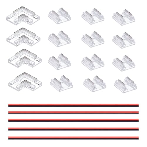GOMING 2-poliges 10mm Boardbreite COB Steckverbinder Kit 12 Transparente Lückenlose Steckverbinder 4 L-förmige/eckige lückenlose Steckverbinder 5 Verlängerungsdrähte 15cm für LED-Streifen GOMING 2-poliges 10mm Boardbreite COB Steckverbinder Kit 12 Transparente Lückenlose Steckverbinder 4 L-förmige/eckige lückenlose Steckverbinder 5 Verlängerungsdrähte 15cm für LED-Streifen von GOMING