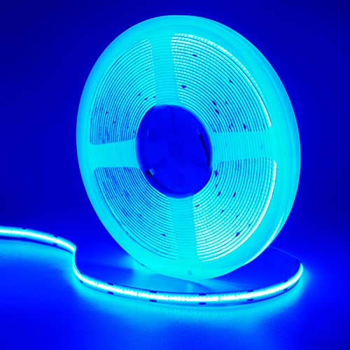 GOMING 24V 10M COB LED Strip Blau LED Streifen 384LED/M LED Band Selbstklebend Keine Lichtflecken Hohe Helligkeit Nicht Wasserdicht IP20 Lichtband für Innen Heim Deko(Netzteil nicht Enthalten) von GOMING