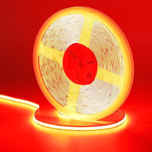 GOMING 24V 10M COB LED Strip Rot LED Streifen 384LED/M LED Band Selbstklebend Keine Lichtflecken Hohe Helligkeit Nicht Wasserdicht IP20 Lichtband für Innen Heim Deko(Netzteil nicht Enthalten) von GOMING