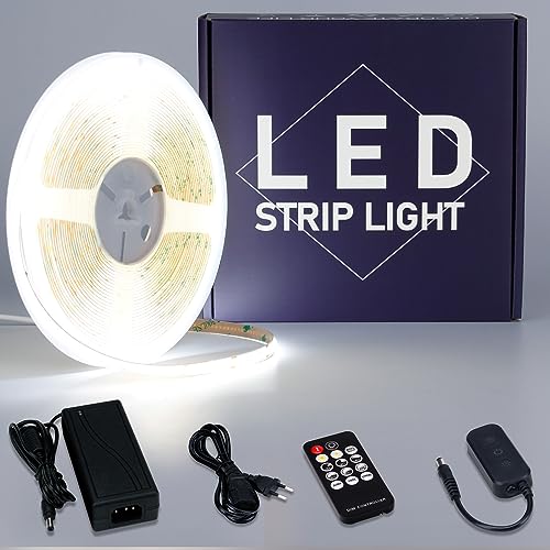 GOMING 24V 10M COB LED Strip Set Kaltes Weiß 6000K Dimmbar mit Dimmer 24V 3A 72W Netzteile LED Streifen 312LED/M LED Band Selbstklebend CRI 93+ Nicht Wasserdicht IP20 Lichtband für Heim Küche Deko GOMING 24V 10M COB LED Strip Set Kaltes Weiß 6000K Dimmbar mit Dimmer 24V 3A 72W Netzteile LED Streifen 312LED/M LED Band Selbstklebend CRI 93+ Nicht Wasserdicht IP20 Lichtband für Heim Küche Deko von GOMING