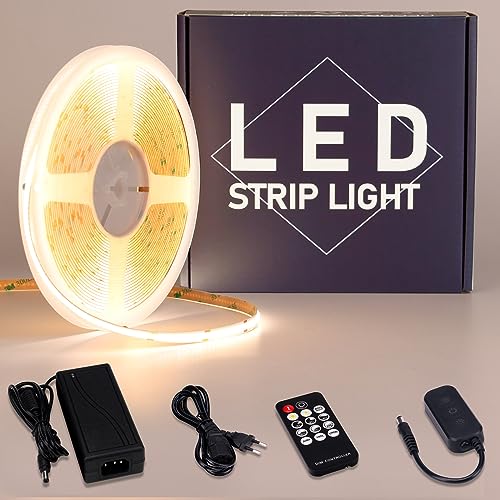 GOMING 24V 10M COB LED Strip Set Natürliches Weiß 4000K Dimmbar mit Dimmer 24V 3A 72W Netzteile LED Streifen 312LED/M LED Band Selbstklebend CRI 93+ Nicht Wasserdicht IP20 Lichtband für Heim Deko GOMING 24V 10M COB LED Strip Set Natürliches Weiß 4000K Dimmbar mit Dimmer 24V 3A 72W Netzteile LED Streifen 312LED/M LED Band Selbstklebend CRI 93+ Nicht Wasserdicht IP20 Lichtband für Heim Deko von GOMING