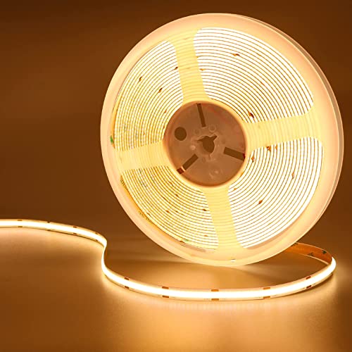 GOMING 24V 10M COB LED Strip Warmweiss 3000K LED Streifen Warmweiß 384LED/M LED Band Selbstklebend CRI 93+ Hohe Helligkeit 6800lm Nicht Wasserdicht IP20 für Heim Deko(Netzteil nicht Enthalten) von GOMING