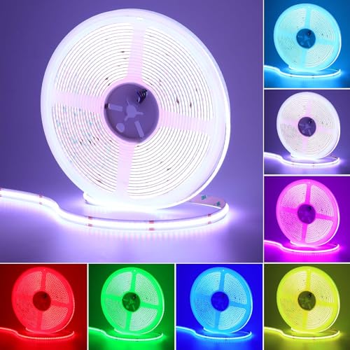GOMING 24V 10M COB RGB LED Streifen 576LEDs/M LED Band Selbstklebend Hohe Helligkeit 14W/M Nicht Wasserdicht IP20 LED Strip Light für Innen Heim DIY Deko(Nicht Inhalt Netzteil＆RGB Controller) von GOMING