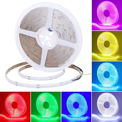 GOMING 24V 10M Linear Scheinwerfer COB RGB LED Streifen 576LEDs/M LED Band Selbstklebend Hohe Helligkeit 14W/M Nicht Wasserdicht IP20 LED Strip für Heim DIY Deko(Nicht Inhalt Netzteil＆ Controller) von GOMING