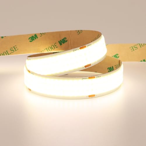 GOMING 24V 15mm Breit COB LED Streifen Natürliches Weiß 4000K 5M LED Strip 960LED/M 25W/M LED Band Selbstklebend CRI 93+ 13750lm IP20 Nicht Wasserdicht für Heim Deko(Netzteil nicht Enthalten) von GOMING