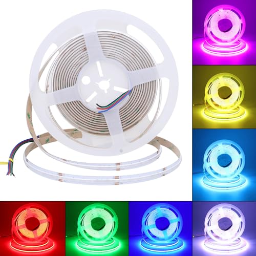 GOMING 24V 5M Linear Scheinwerfer COB RGB LED Streifen 576LEDs/M LED Band Selbstklebend Hohe Helligkeit 14W/M Nicht Wasserdicht IP20 LED Strip für Heim DIY Deko(Nicht Inhalt Netzteil＆ Controller) von GOMING