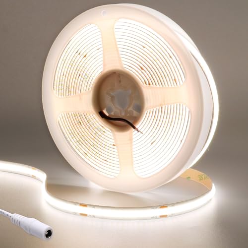 GOMING 24V COB LED Strip Natürliches Weiß 4000K 5M LED Streifen 320LED/M LED Band Selbstklebend CRI 93+ Hohe Helligkeit 4300lm Nicht Wasserdicht IP20 Lichtband für Heim Deko(Netzteil nicht Enthalten) von GOMING