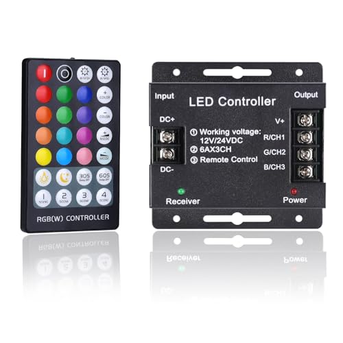 GOMING DC 12V-24V 18A RGB LED Streifen Lichter Dimmer Controller RF Fernbedienung 28 Tasten Drahtlose Steuerung Geeignet für RGB LED Streifen Lichter von GOMING