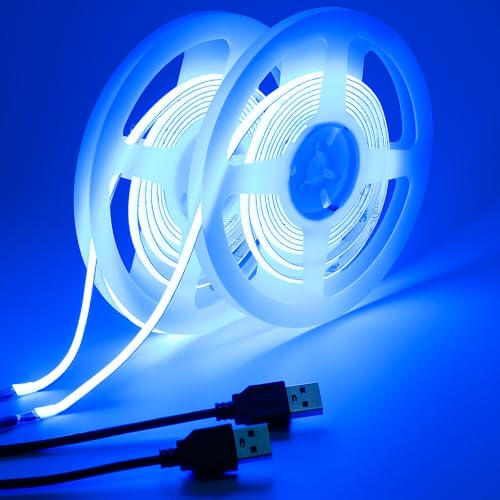 GOMING DC 5V 5mm Breite COB USB LED Strip Blau LED Streifen 400LED/M 4m(2 Stück X 2M) LED Band Selbstklebend IP20 Nicht Wasserdicht für DIY Dekorative Beleuchtung von GOMING