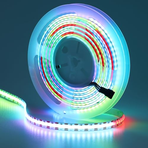 GOMING DC 5V WS2812B Individuell Adressierbar COB LED Streifen 5M 160LED/M Flexible Weiß PCB RGB LED Strip Vollfarbiger Traumfarbe IP20 Nicht Wasserdicht LED Band für Zuhause Party von GOMING