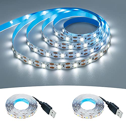GOMING 5V USB LED Strip Kaltes Weiß 6000K LED Streifen 240LED 4M(2 Stück x 2M) SMD2835 LED Band Selbstklebend Nicht Wasserdicht IP20 Lichtband für Innen Heim Küche Deko von GOMING