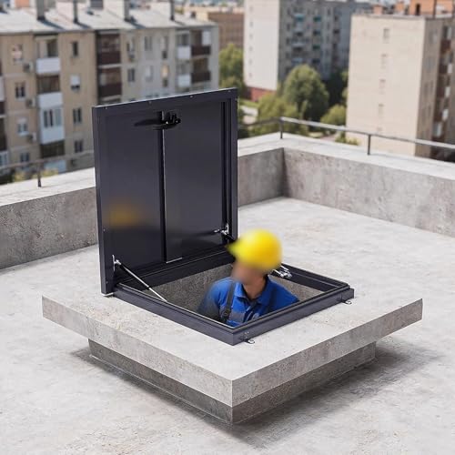 Dachzugangsluke, Aluminium-Dachsicherheitstür, Dachfensterabdeckung für den Dachboden, Gewerbliche Dachlüftungszugangstür, für Keller, Lagerhaus(70x70cm) von GONCBKVN