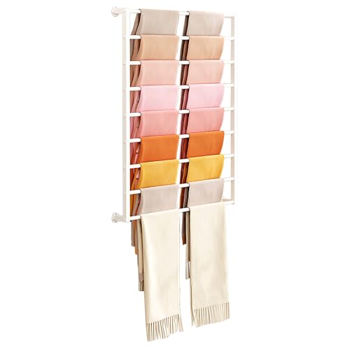 GONCBKVN Wandmontiertes Schal-Organisationsregal, 9 Etagen Abnehmbare Metallbügel Stange Hängende Regal, Kommerzieller Aufbewahrungsständer für Kleidungsdecken (Color : White, Size : 120x10x120cm) GONCBKVN Wandmontiertes Schal-Organisationsregal, 9 Etagen Abnehmbare Metallbügel Stange Hängende Regal, Kommerzieller Aufbewahrungsständer für Kleidungsdecken (Color : White, Size : 120x10x120cm) von GONCBKVN