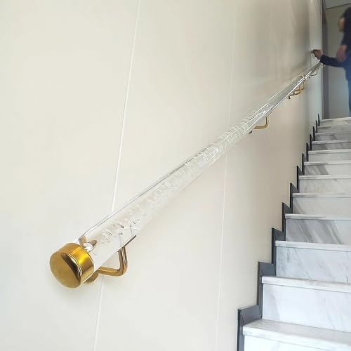 Klare Acrylhandläufe für Treppen, Wandmontagegeländer mit Goldenen Halterungen, Rutschfester Sicherheits-Treppenhaltegriff für ältere Menschen und Kinder, für den Bar-Loft-Kindergarten von GONCBKVN