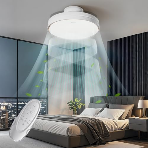 GONEO Blattloser Deckenventilator mit Beleuchtung und Fernbedienung Leise Deckenlampe Deckenleuchte mit Ventilator Dimmbar 3CCT (3000K-5700K) Timer 6Windstufen DC Motor Speicherfunktion Fan Lights von GONEO