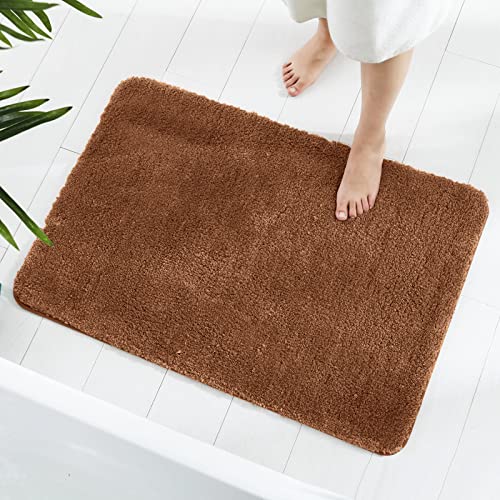 GONICVIN Teppich, 50 x 80 cm Flauschige Mikrofaser Waschbarer Badteppich Badematte, rutschfest Badezimmerteppich für Badezimmer, Wohnzimmer (Braun) von GONICVIN