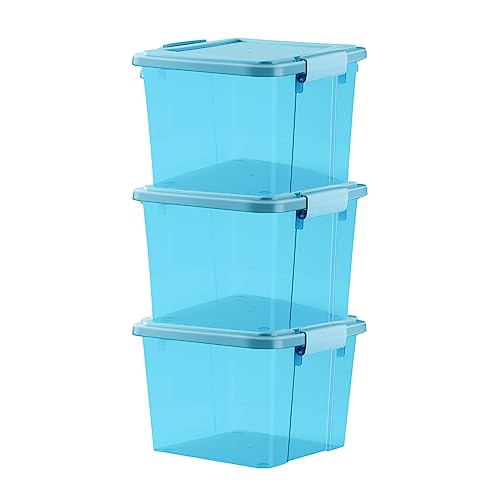 GONICVIN Kunststoff Aufbewahrungsboxen mit Deckel, 3 Stück 40L Stapelbarer Aufbewahrungsbehälter mit Griffen für Haus und Büro von GONICVIN