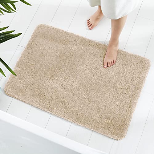 GONICVIN Teppich, 50 x 80 cm Flauschige Mikrofaser Waschbarer Badteppich Badematte, rutschfest Badezimmerteppich für Badezimmer, Wohnzimmer (Beige) von GONICVIN