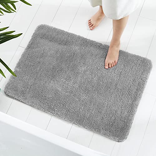 GONICVIN Teppich, 60 x 90 cm Flauschige Mikrofaser Waschbarer Badteppich Badematte, rutschfest Badezimmerteppich für Badezimmer, Wohnzimmer (Grau) von GONICVIN