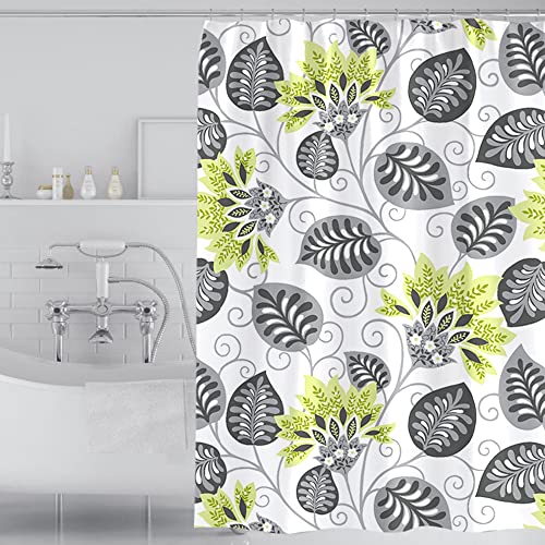 GONOVE Duschvorhang für Badezimmer 150 x 200 cm Schimmelresistent Dicke Polyester Stoff Blumen Duschvorhang Liner Wasserdichter Langer Badevorhang mit Haken, waschbar und gewogen Saum von GONOVE