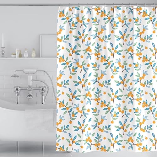 GONOVE Duschvorhang für Badezimmer 180 x 200 cm Schimmelresistent Dicke Polyester Stoff Früchte Duschvorhang Liner Wasserdichter Langer Badevorhang mit Haken, waschbar und gewogen Saum von GONOVE