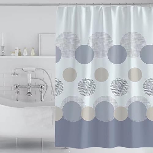 GONOVE Duschvorhang für Badezimmer 200 x 200 cm Schimmelresistent Dicke Polyester Stoff Kreis Duschvorhang Liner Wasserdichter Langer Badevorhang mit Haken, waschbar und gewogen Saum von GONOVE