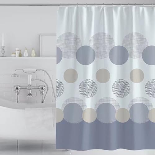 GONOVE Duschvorhang für Badezimmer 280 x 200 cm Schimmelresistent Dicke Polyester Stoff Kreis Duschvorhang Liner Wasserdichter Langer Badevorhang mit Haken, waschbar und gewogen Saum von GONOVE