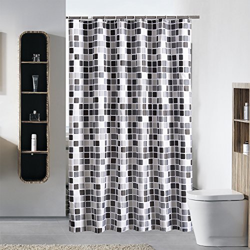 GONOVE Duschvorhang für Badezimmer 150 x 200 cm Schimmelresistent Dicke Polyester Stoff Mosaic Duschvorhang Liner Wasserdichter Langer Badevorhang mit Haken, waschbar und gewogen Saum von GONOVE