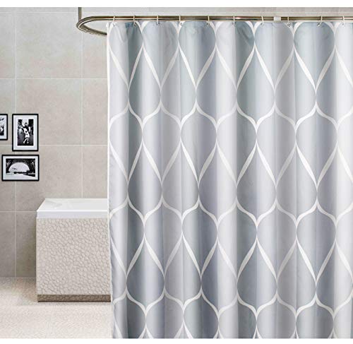 GONOVE Duschvorhang für Badezimmer 180 x 180 cm Schimmelresistent Dicke Polyester Stoff Geometrische Duschvorhang Liner Wasserdichter Langer Badevorhang mit Haken, waschbar und gewogen Saum von GONOVE