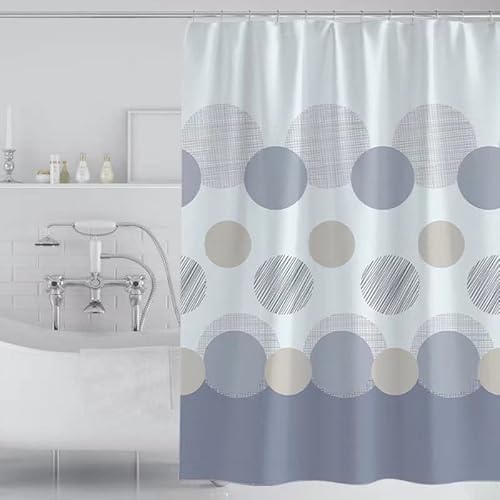 GONOVE Duschvorhang für Badezimmer 180 x 200 cm Schimmelresistent Dicke Polyester Stoff Kreis Duschvorhang Liner Wasserdichter langer Badevorhang mit Haken, waschbar und gewogen Saum von GONOVE