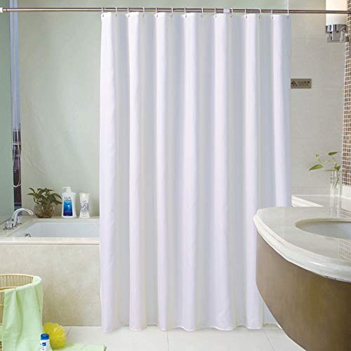 GONOVE Duschvorhang für Badezimmer 200 x 200 cm Schimmelresistent Dicke Polyester Stoff Weiß Duschvorhang Liner Wasserdichter langer Badevorhang mit Haken, waschbar und gewogen Saum von GONOVE