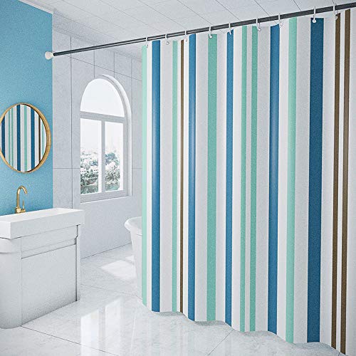 GONOVE Duschvorhang für Badezimmer 200 x 240 cm Schimmelresistent Dicke Polyester Stoff Gestreift Duschvorhang Liner Wasserdichter Langer Badevorhang mit Haken, waschbar und gewogen Saum von GONOVE