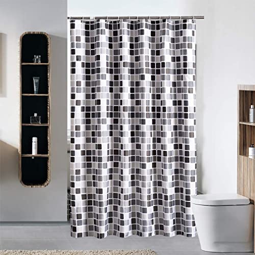 GONOVE Duschvorhang für Badezimmer 200 x 240 cm Schimmelresistent Dicke Polyester Stoff Mosaic Duschvorhang Liner Wasserdichter Langer Badevorhang mit Haken, waschbar und gewogen Saum von GONOVE