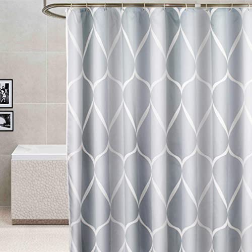 GONOVE Duschvorhang für Badezimmer 220 x 200 cm Schimmelresistent Dicke Polyester Stoff Geometrische Duschvorhang Liner Wasserdichter Langer Badevorhang mit Haken, waschbar und gewogen Saum von GONOVE