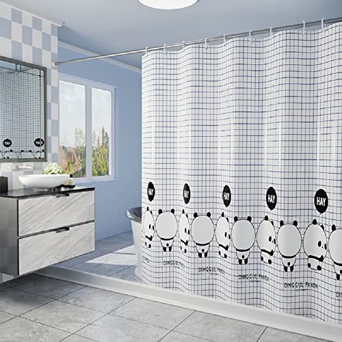 GONOVE Duschvorhang für Badezimmer 240 x 200 cm Schimmelresistent Dicke Polyester Stoff Panda Duschvorhang Liner Wasserdichter Langer Badevorhang mit Haken, waschbar und gewogen Saum von GONOVE