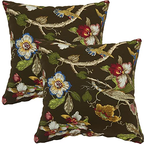 GONOVE Kissenbezüge 55 x 55 cm Baumwoll Leinen Kissenbezug Vintage Baum und Blumen Vögel Dekorative Kissenhüllen Quadratische Zierkissenbezüge Muscheln Beschützer 2er Set für Bett Sofa Stuhl Heim von GONOVE