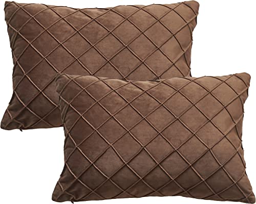 GONOVE Kissenbezug 30 x 50 cm Weicher Samt Zierkissenbezüge 2er Set Quadratische Dekokissenbezüge Kissenhüllen Dekorative Gitter Raute Kissenbezüge Beschützer für Zuhause Couch Sofa von GONOVE