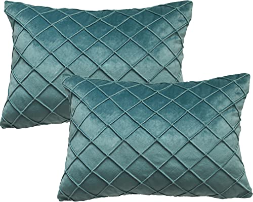GONOVE Kissenbezug 30 x 50 cm Weicher Samt Zierkissenbezüge 2er Set Quadratische Dekokissenbezüge Kissenhüllen Dekorative Gitter Raute Kissenbezüge Beschützer für Zuhause Couch Sofa von GONOVE